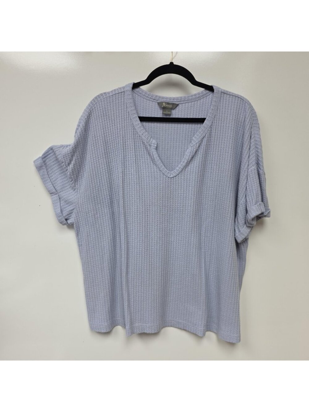 Natural Reflections Shirt Womens XL Purple Waffle Knit V Neck T Shirt Top